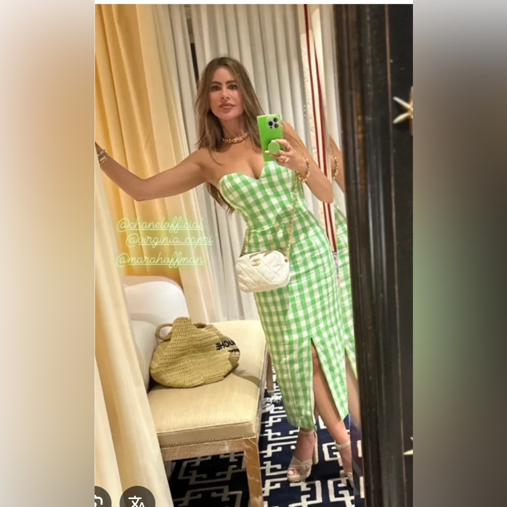MARA HOFFMAN Didi strapless gingham hemp dress - Size 4 - NWT